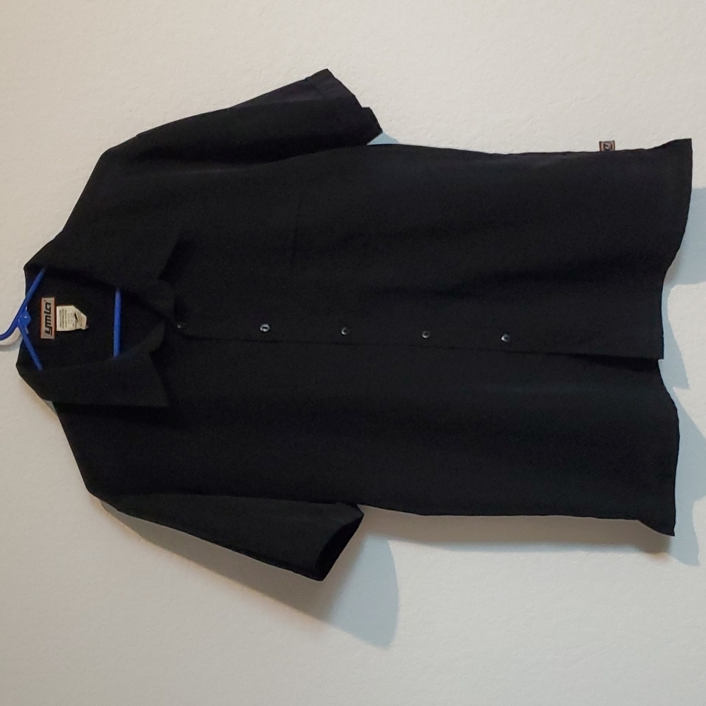 Preowned, Ymlo, Large, Black, short sleeve dress shirt.